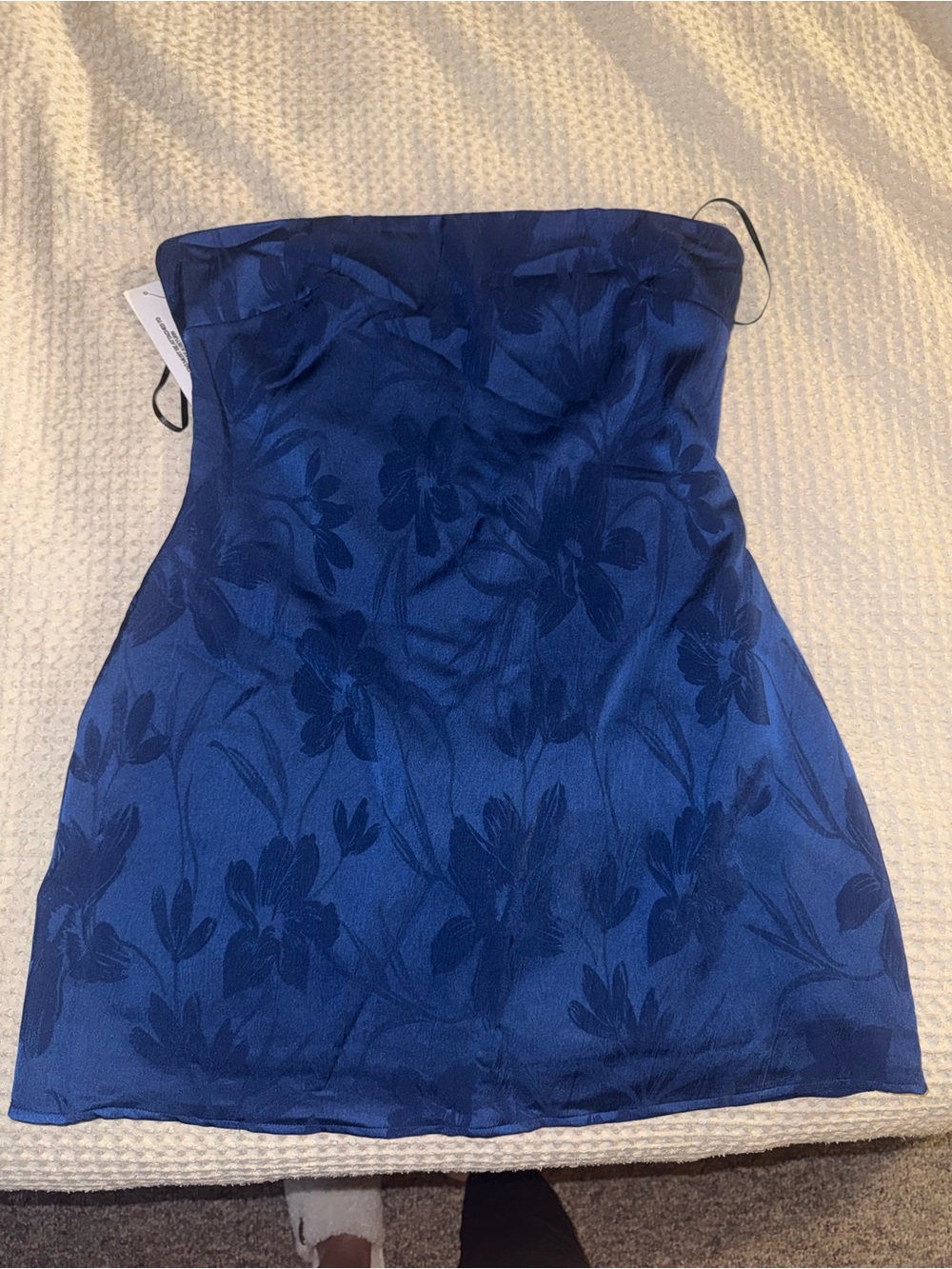 Princess Polly Strapless Floral Jacquard Mini Dress - Royal Blue